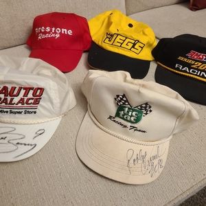Vintage Autographed Racing Snapback hats lot 5